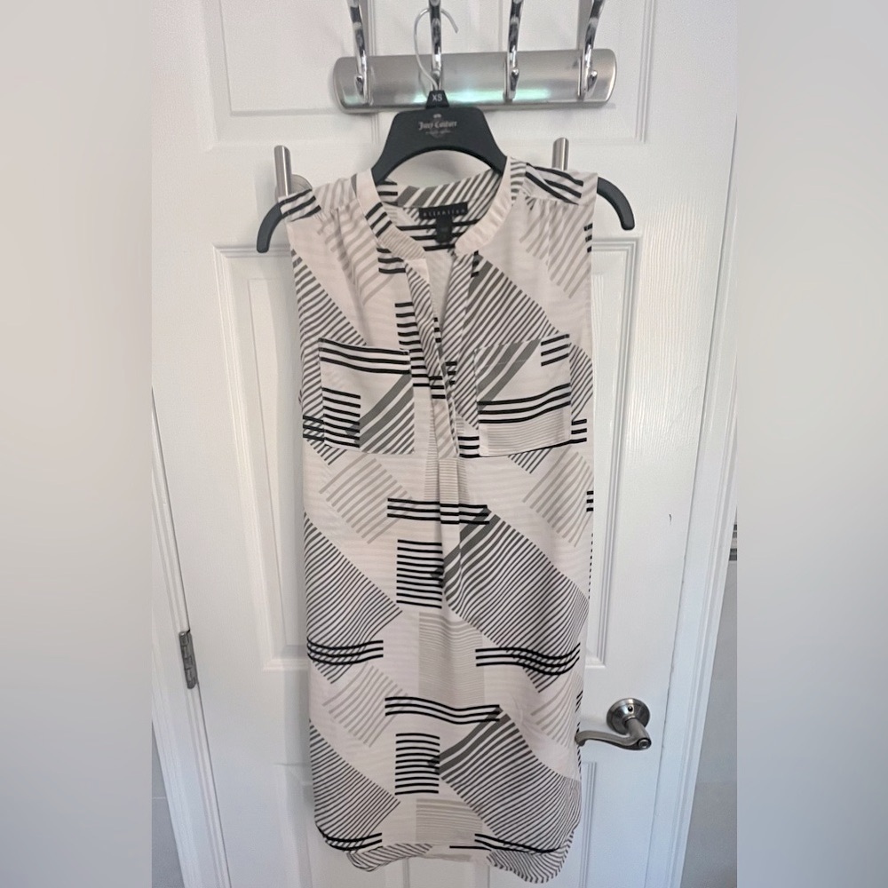 Sleeveless Geometric Shirt Dress🖤🩶